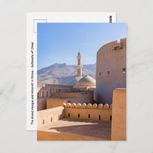 Cartão Postal Grande mesquita e minarete em Nizwa - Omã