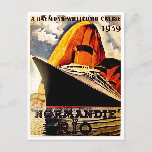 Cartão Postal Grande navio de cruzeiro da Normandia ao Rio (Frente)