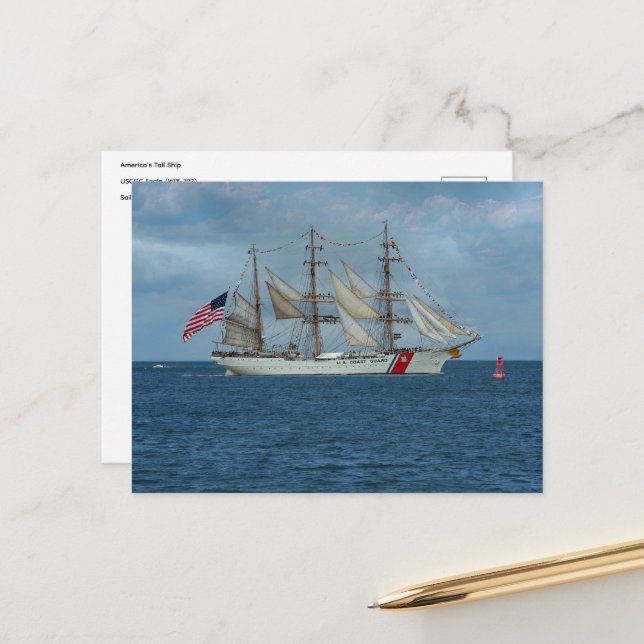Cartão Postal Grande Navio USCGC Eagle (Frente/Verso In Situ)