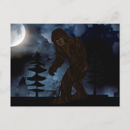 Cartão Postal Grande Pé ou Lobo Sasquatch Howling Full Moon