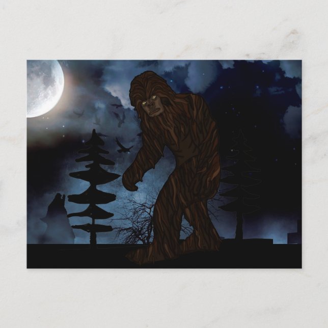Cartão Postal Grande Pé ou Lobo Sasquatch Howling Full Moon (Frente)