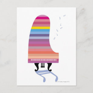 Cartão Postal Grande Piano Colorido
