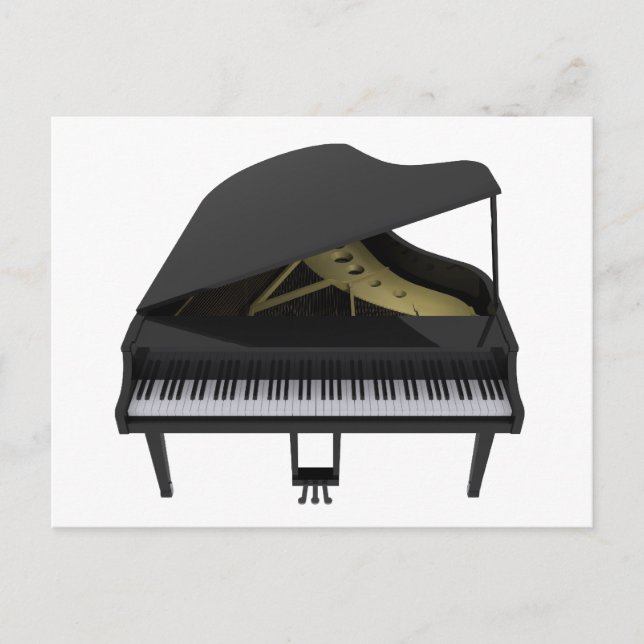 Cartão Postal Grande Piano Negro: Modelo 3D: (Frente)