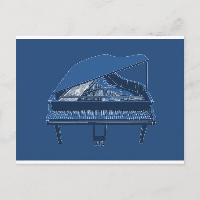 Cartão Postal Grande Piano: Pintura Blueprint: (Frente)
