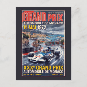 Cartão Postal Grande Prêmio de Mônaco de Corrida Retro