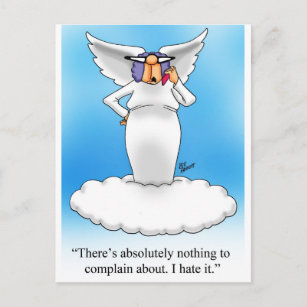Cartão Postal Grande Presente de Cartoon Angel Humor!