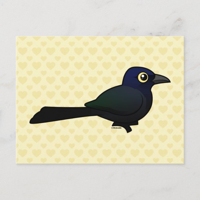 Cartão Postal Grande-tailed Grackle Birdorable (Frente)