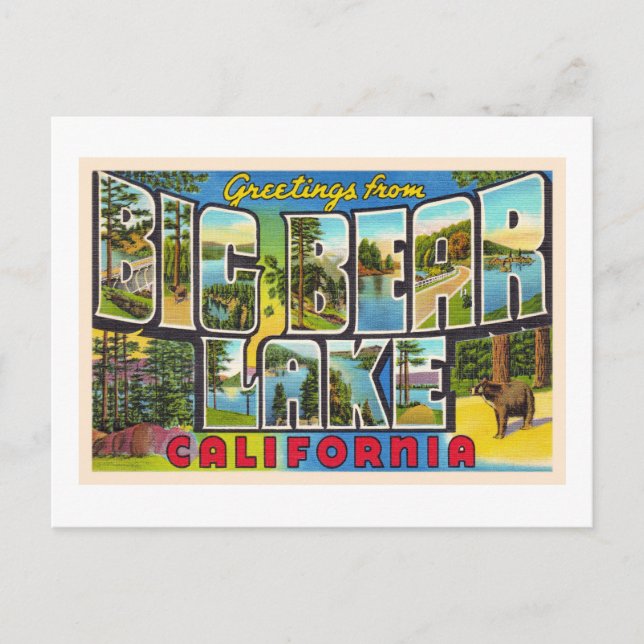 Cartão Postal Grande Urso Lago California CA Grande Carta Postal (Frente)