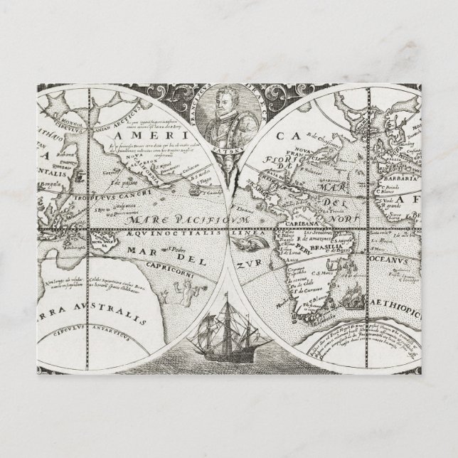 Cartão Postal Grande Voyages Antiguamente Mapa Geral do Mundo (Frente)