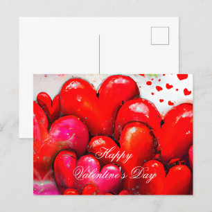 Cartão Postal Grandes corações vermelhos valentim