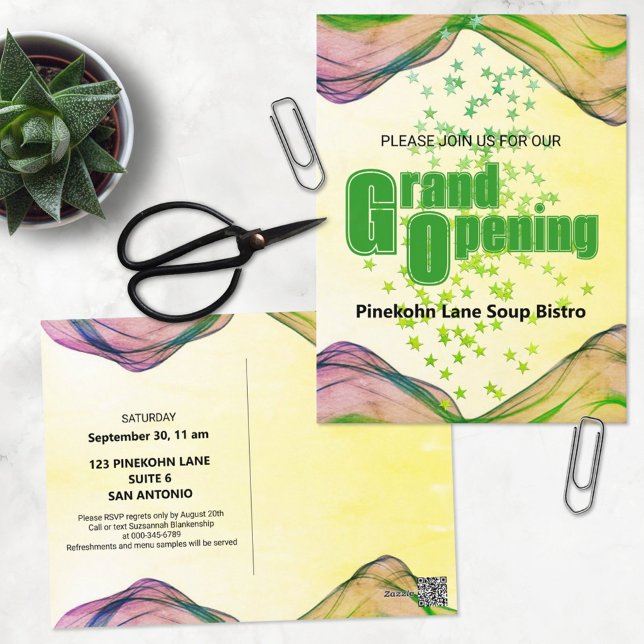 Cartão Postal Grandes Estrelas de Onda Verde Amarelo-Amarelo-Ver (Criador carregado)