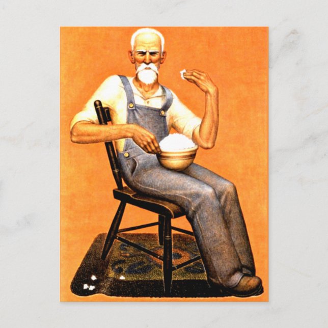 Cartão Postal Grant Wood - Vovô comendo pipoca, (Frente)