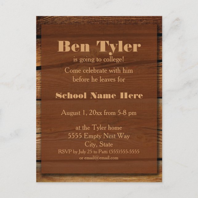 Cartão Postal Grãos de madeira marrom indo para fora para o cart (Frente)