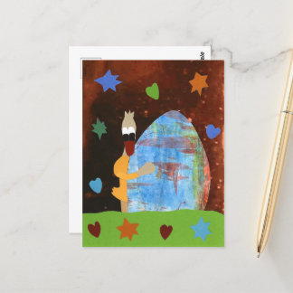 Cartão Postal Grappige eend met design ei wens je vrolijk Pasen