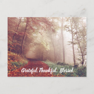 Cartão Postal Grateful Thankful Blessed Outono Natureza Trilha