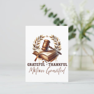 Cartão Postal Grateful Thankful Motion Granted - Citação de Advo