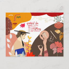 Cartão Postal Gratidão Abstrato de Arte Moderna Citação de Graça