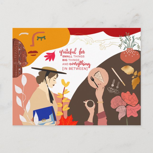 Cartão Postal Gratidão Abstrato de Arte Moderna Citação de Graça (Frente)