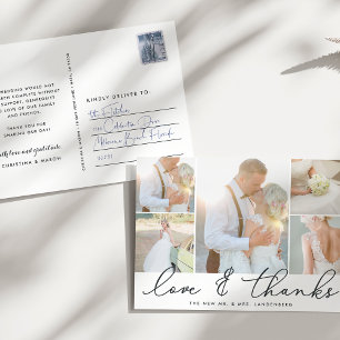 Cartão Postal Gratidão Chic   Colagem de Fotos de Casamento Obri