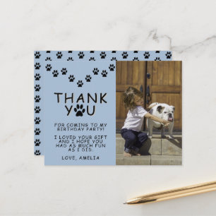 Cartão Postal Gratidão de Foto de Aniversário de Crianças com Pe