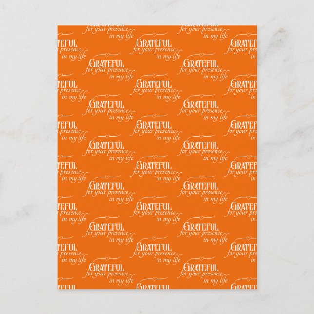 Cartão Postal Gratidão Elegante de Ação de Graças Outono Laranja (Frente)