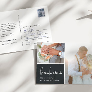 Cartão Postal Gratidão no carvão   Foto De Casamento Obrigado