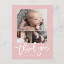Cartão Postal Gratidão Simples Moderna de 3 Fotos de Bebê em Col