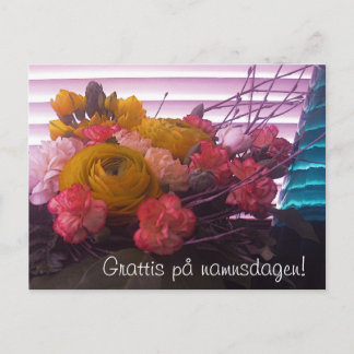 Cartão Postal Grattis på namnsdagen, blommor kort