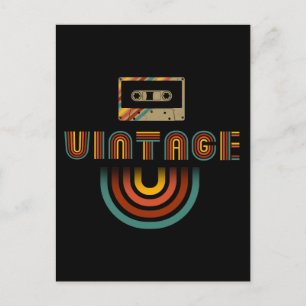 Cartão Postal Gravador de Fita de Cassete Retroativa Vintage