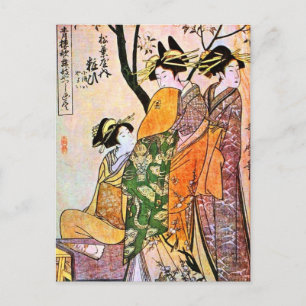Cartão Postal Gravura Japonesa Três Geishas 1911