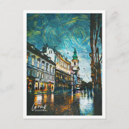 Cartão Postal Graz Austria Belo cenário de pintura petrolífera