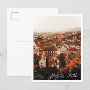 Cartão Postal Graz Austria Belo Lápis de Cores