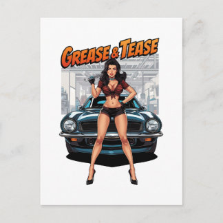 Cartão Postal Grease & Tease – Hot Rod Pin-Up Girl