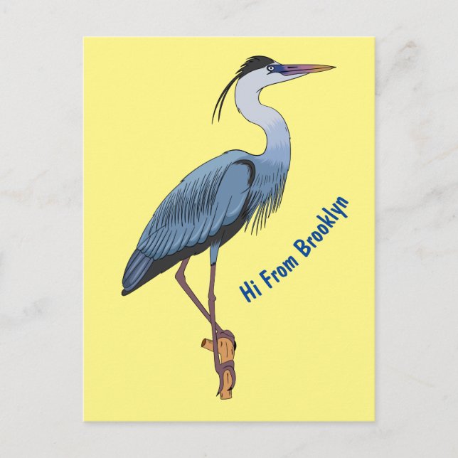 Cartão Postal Great blue heron cartoon illustration  (Frente)