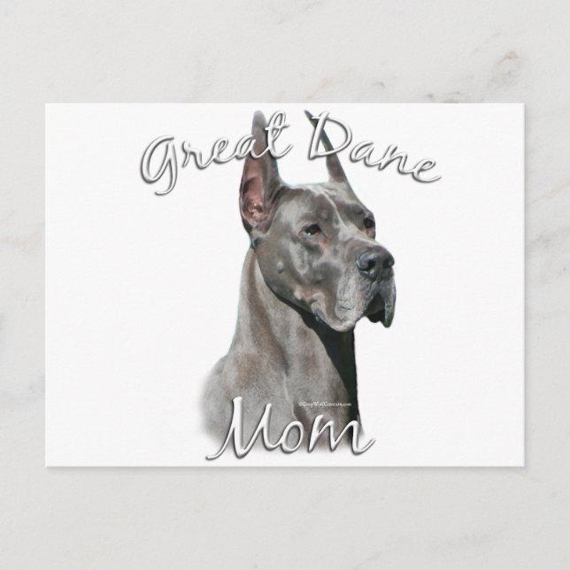 Cartão Postal Great Dane (azul) Mãe 2 (Frente)
