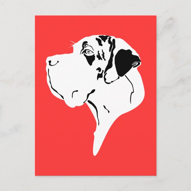 Cartão Postal Great Dane Cabeça Grande merle (Frente)