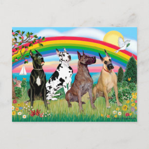 Cartão Postal Great Danes (four) - Rainbow Bright