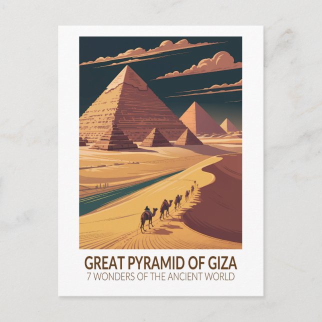 Cartão Postal Great Pyramid of Giza Seven Wonders of the World (Frente)