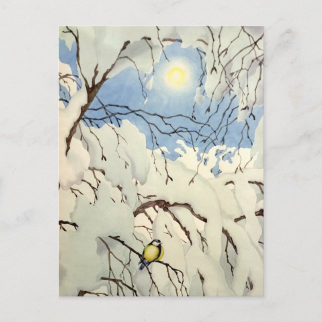 Cartão Postal Great Tit - Theodor Severin Kittelsen (Frente)