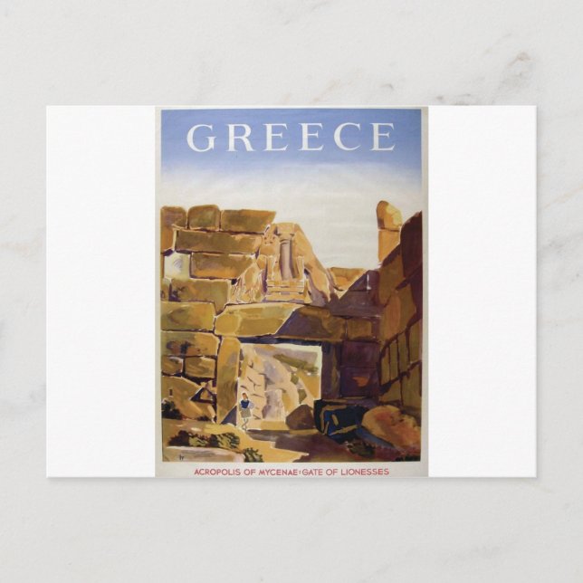 Cartão Postal Grécia Anterior Mycenae Portão De Lionesses (Frente)