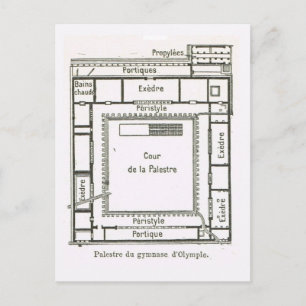 Cartão Postal Grécia antiga, Olympia, plano do ginásio