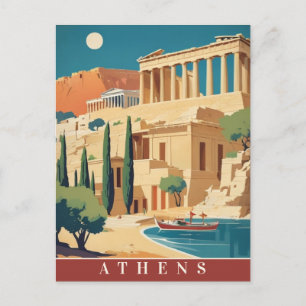 Cartão Postal Grécia Atenas Acrópole Arte RetroViagens vintage