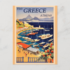 Cartão Postal Grécia Atenas Vintage Poster de viagens grego
