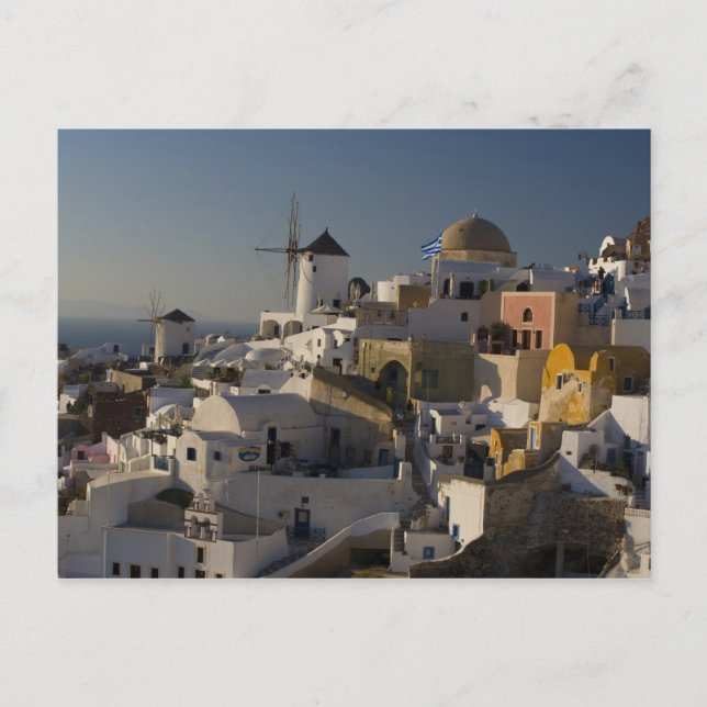 Cartão Postal Grécia e ilha grega da cidade de Santorini, Oia (Frente)