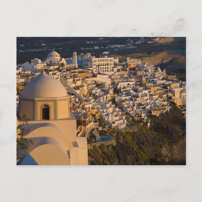 Cartão Postal Grécia e Ilha Grega de Santorini cidade de (Frente)