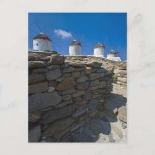 Cartão Postal Grécia, Ilhas Cyclades, Mykonos, Muro de Pedra