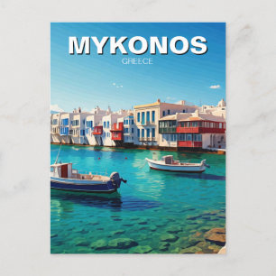 Cartão Postal Grécia Mykonos Barcos das Ilhas Gregas