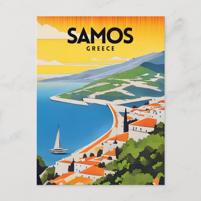 Cartão Postal Grécia Samos Poster de viagens tradicional (Frente)