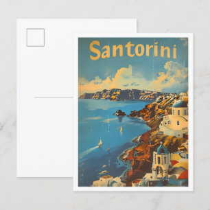 Cartão Postal Grécia Santorini - Viagens vintage de Arte Clássic