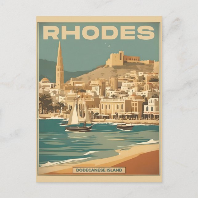 Cartão Postal Grécia Vintage Rhodes - Rodes Island - grécia (Frente)